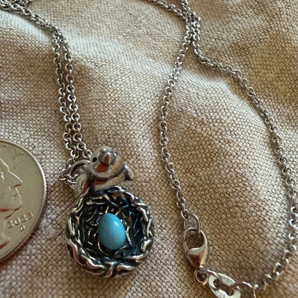 Reserved do not buy.James Avery Retired Bird in a Nest with enamel blue Egg 925 - Picture 2 of 5